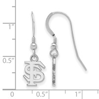 Sterling Silver Rhodium-plated LogoArt Florida State University F-s Extra Small Dangle Wire Earrings view 2