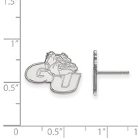 Sterling Silver Rhodium-plated LogoArt Gonzaga University G-u Bulldog Small Post Earrings view 2