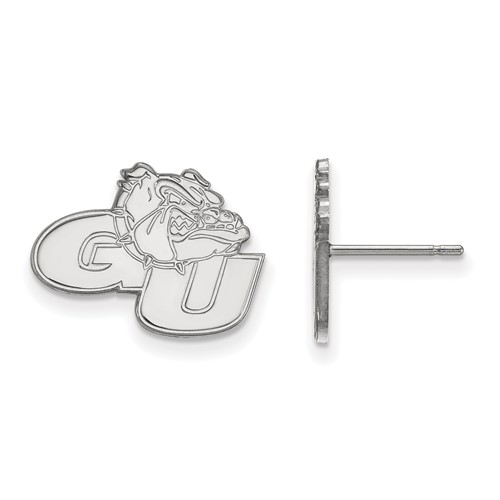 Sterling Silver Rhodium-plated LogoArt Gonzaga University G-u Bulldog Small Post Earrings