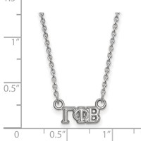 Sterling Silver Rhodium-plated LogoArt Gamma Phi Beta Sorority Greek Letters Extra Small Pendant Necklace, 18" view 2