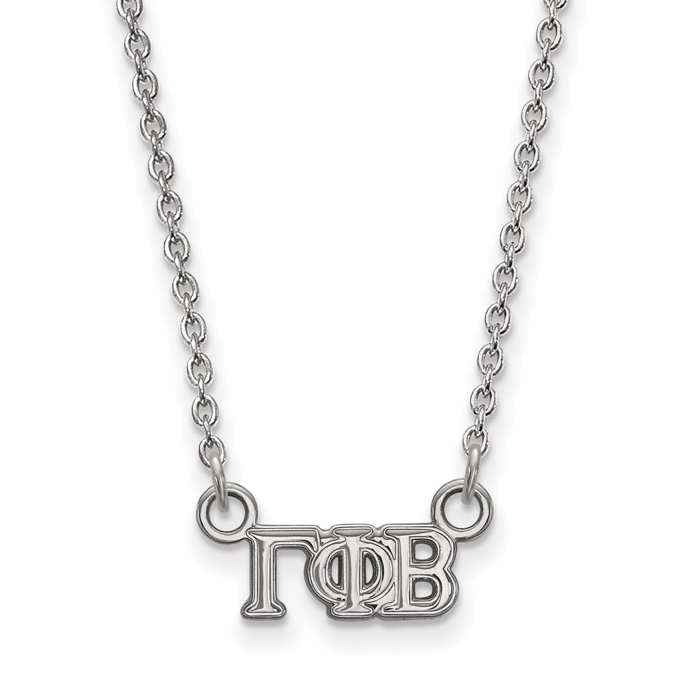 Sterling Silver Rhodium-plated LogoArt Gamma Phi Beta Sorority Greek Letters Extra Small Pendant Necklace, 18"