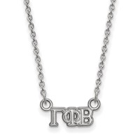 Sterling Silver Rhodium-plated LogoArt Gamma Phi Beta Sorority Greek Letters Extra Small Pendant Necklace, 18" view 1