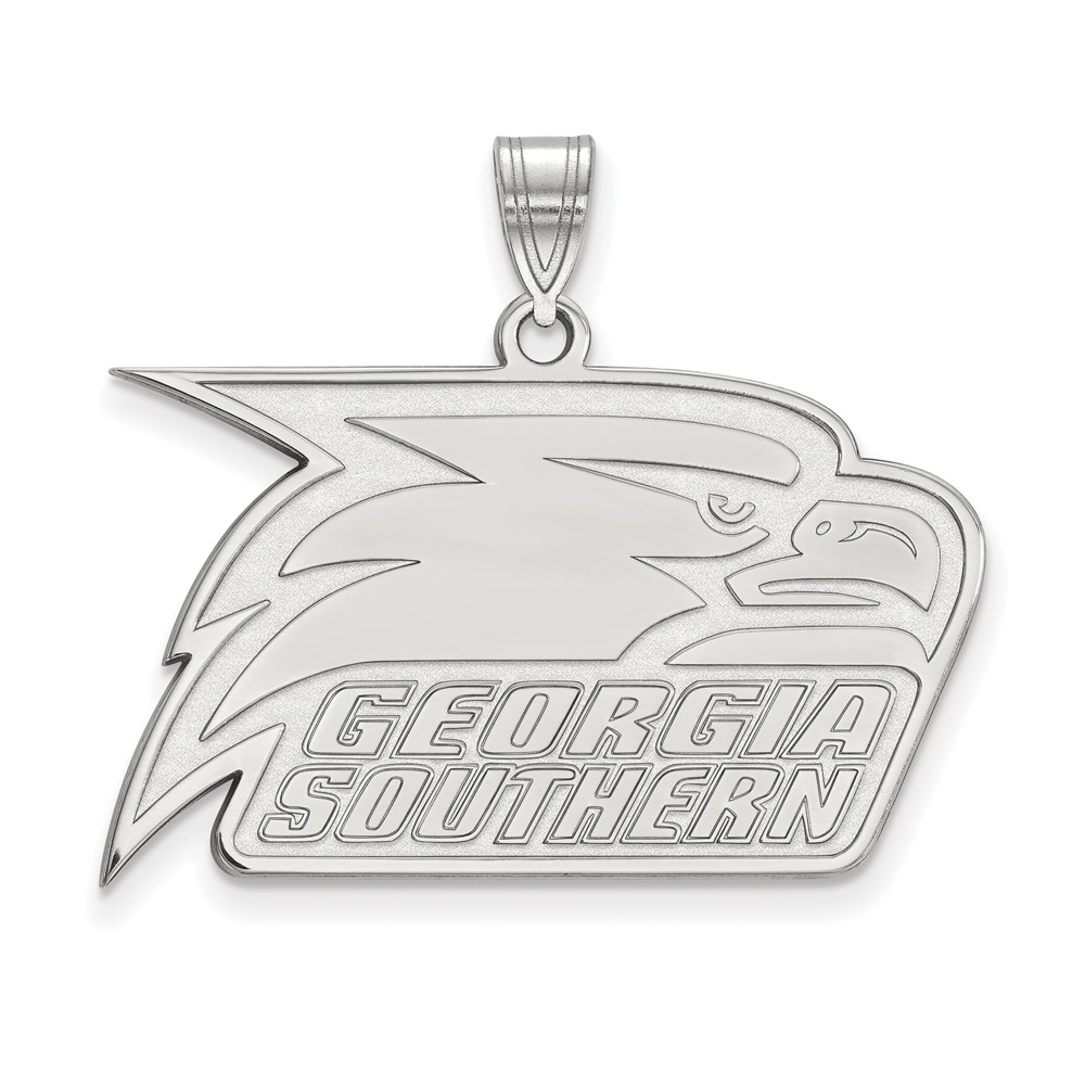 Sterling Silver Rhodium-plated LogoArt Georgia Southern University Eagle Large Pendant