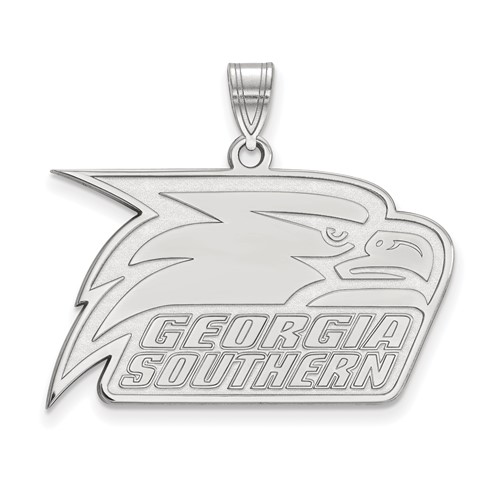 Sterling Silver Rhodium-plated LogoArt Georgia Southern University Eagle Large Pendant