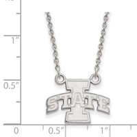 Sterling Silver Rhodium-plated LogoArt Iowa State University Small Pendant Necklace, 18" view 2