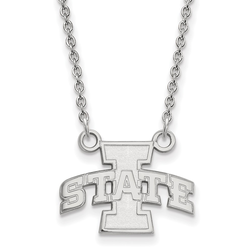 Sterling Silver Rhodium-plated LogoArt Iowa State University Small Pendant Necklace, 18"