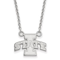 Sterling Silver Rhodium-plated LogoArt Iowa State University Small Pendant Necklace, 18" view 1