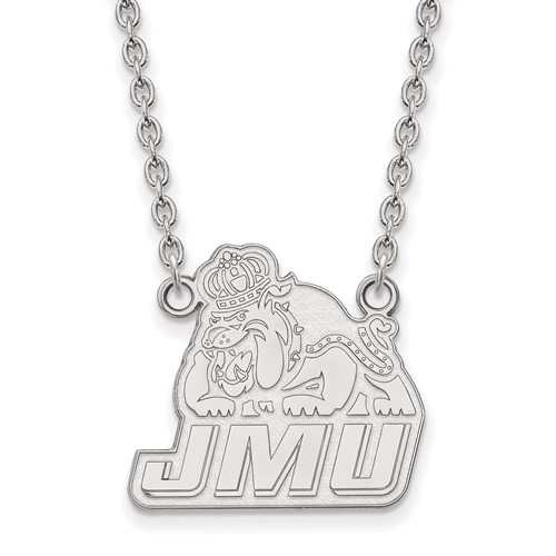 Sterling Silver Rhodium-plated LogoArt James Madison University Large Pendant Necklace, 18"
