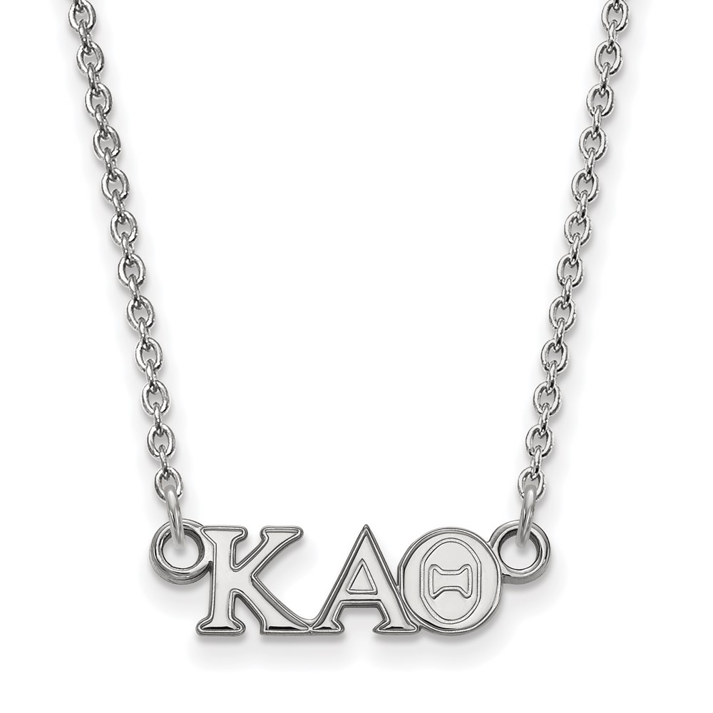 Sterling Silver Rhodium-plated LogoArt Kappa Alpha Theta Sorority Greek Letters Extra Small Pendant Necklace, 18"
