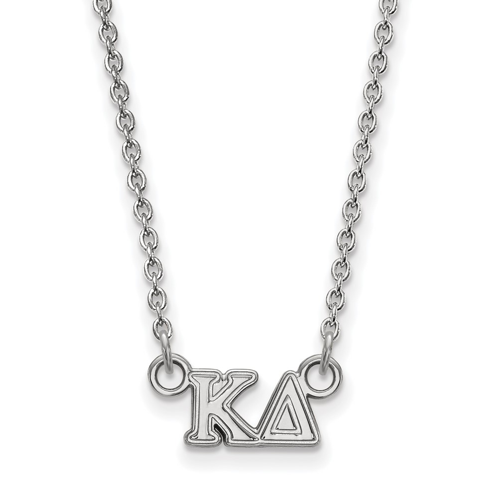 Sterling Silver Rhodium-plated LogoArt Kappa Delta Sorority Greek Letters Extra Small Pendant Necklace, 18"
