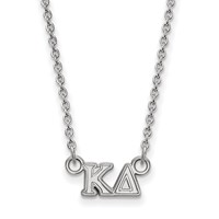 Sterling Silver Rhodium-plated LogoArt Kappa Delta Sorority Greek Letters Extra Small Pendant Necklace, 18" view 1