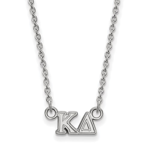 Sterling Silver Rhodium-plated LogoArt Kappa Delta Sorority Greek Letters Extra Small Pendant Necklace, 18"