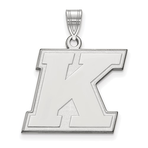 Sterling Silver Rhodium-plated LogoArt Kent State University Letter K Large Pendant