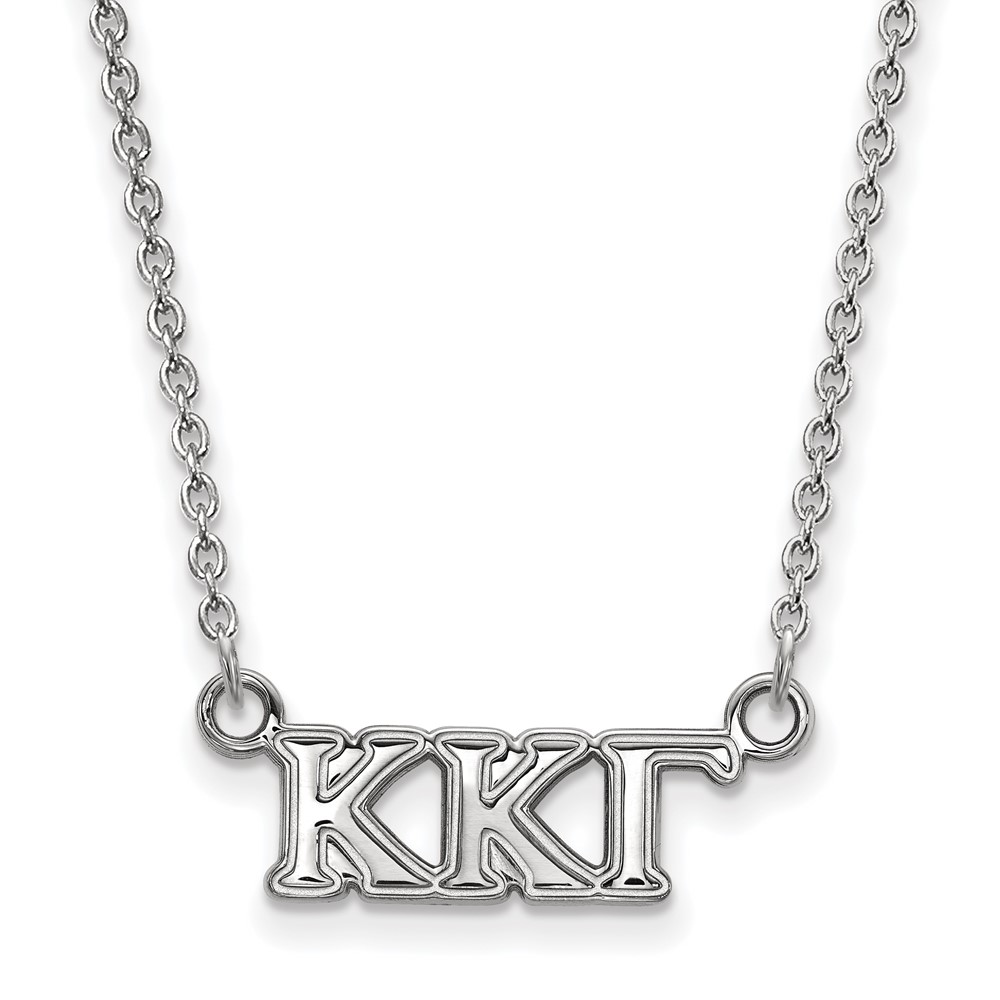 Sterling Silver Rhodium-plated LogoArt Kappa Kappa Gamma Sorority Greek Letters Extra Small Pendant Necklace, 18"