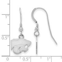 Sterling Silver Rhodium-plated LogoArt Kansas State University Wildcat Extra Small Dangle Wire Earrings view 2