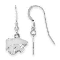 Sterling Silver Rhodium-plated LogoArt Kansas State University Wildcat Extra Small Dangle Wire Earrings view 1