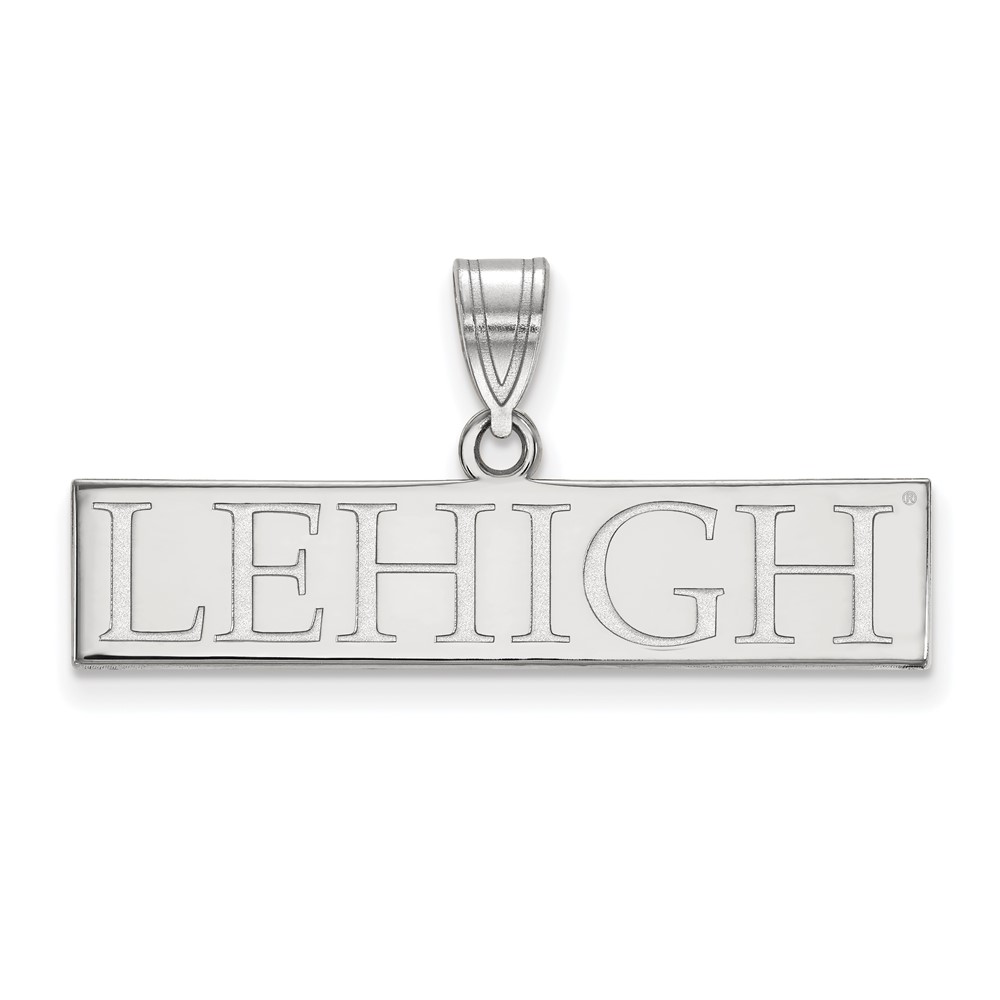 Sterling Silver Rhodium-plated LogoArt Lehigh University Large Bar Pendant