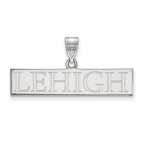 Sterling Silver Rhodium-plated LogoArt Lehigh University Large Bar Pendant