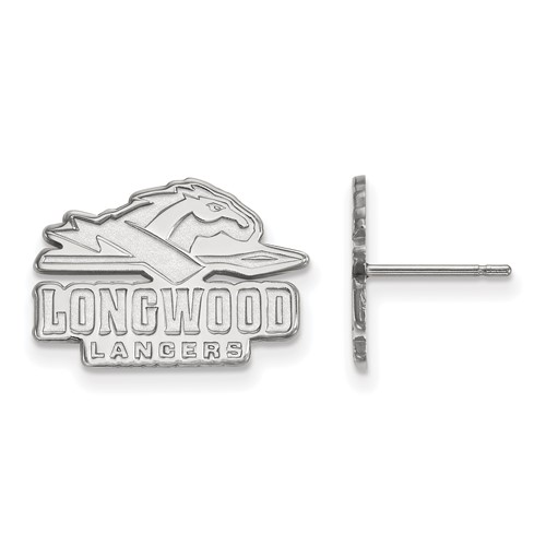 Sterling Silver Rhodium-plated LogoArt Longwood University Lancers Small Post Earrings