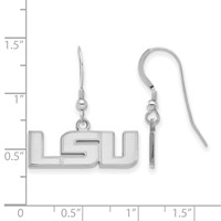 Sterling Silver Rhodium-plated LogoArt Louisiana State University L-s-u Small Dangle Wire Earrings view 2