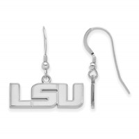Sterling Silver Rhodium-plated LogoArt Louisiana State University L-s-u Small Dangle Wire Earrings view 1