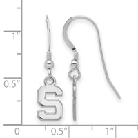 Sterling Silver Rhodium-plated LogoArt Michigan State University Letter S Extra Small Dangle Wire Earrings view 2