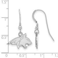 Sterling Silver Rhodium-plated LogoArt Montana State University Bobcat Small Dangle Wire Earrings view 2