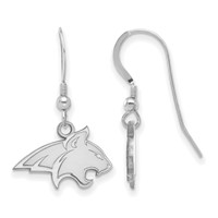 Sterling Silver Rhodium-plated LogoArt Montana State University Bobcat Small Dangle Wire Earrings view 1