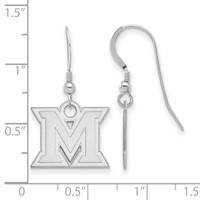 Sterling Silver Rhodium-plated LogoArt Miami University Ohio Letter M Small Dangle Wire Earrings view 2
