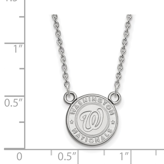 14k White Gold Major League Baseball LogoArt Washington Nationals Small Pendant Necklace