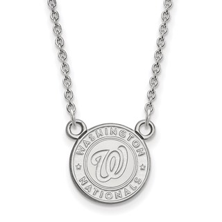 10k White Gold Major League Baseball LogoArt Washington Nationals Small Pendant Necklace