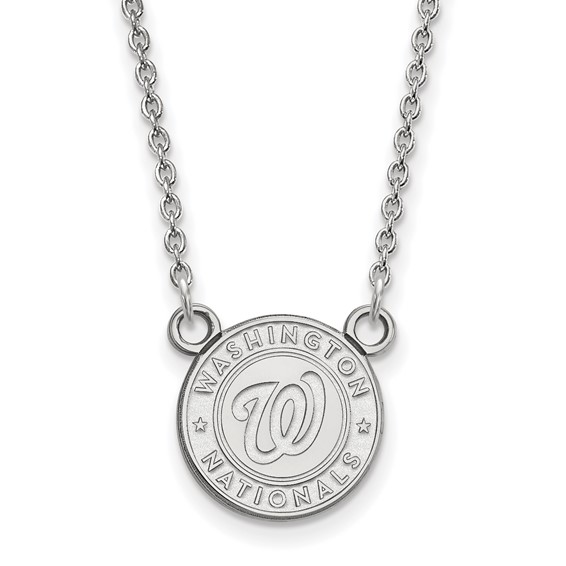 14k White Gold Major League Baseball LogoArt Washington Nationals Small Pendant Necklace