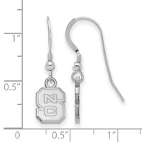 Sterling Silver Rhodium-plated LogoArt North Carolina State University N-c-s Extra Small Dangle Wire Earrings view 2