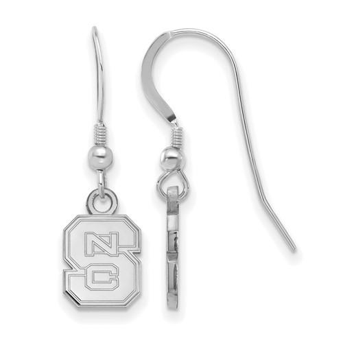 Sterling Silver Rhodium-plated LogoArt North Carolina State University N-c-s Extra Small Dangle Wire Earrings