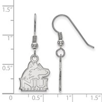 Sterling Silver Rhodium-plated LogoArt Northern Illinois University N-i-u Huskies Small Dangle Wire Earrings view 2