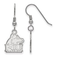 Sterling Silver Rhodium-plated LogoArt Northern Illinois University N-i-u Huskies Small Dangle Wire Earrings view 1