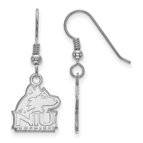 Sterling Silver Rhodium-plated LogoArt Northern Illinois University N-i-u Huskies Small Dangle Wire Earrings