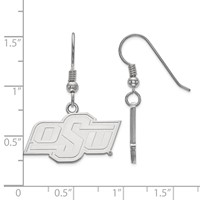Sterling Silver Rhodium-plated LogoArt Oklahoma State University O-s-u Small Dangle Wire Earrings view 2