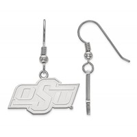 Sterling Silver Rhodium-plated LogoArt Oklahoma State University O-s-u Small Dangle Wire Earrings view 1