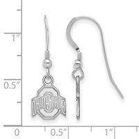 Sterling Silver Rhodium-plated LogoArt the Ohio State University Extra Small Dangle Wire Earrings view 2