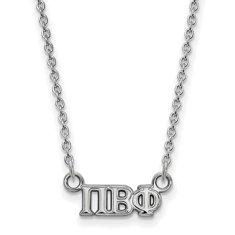 Sterling Silver Rhodium-plated LogoArt Pi Beta Phi Sorority Greek Letters Extra Small Pendant Necklace, 18"