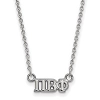 Sterling Silver Rhodium-plated LogoArt Pi Beta Phi Sorority Greek Letters Extra Small Pendant Necklace, 18" view 1