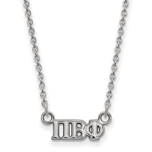 Sterling Silver Rhodium-plated LogoArt Pi Beta Phi Sorority Greek Letters Extra Small Pendant Necklace, 18"