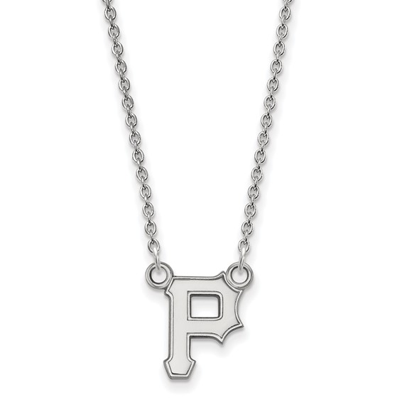 14k White Gold Major League Baseball LogoArt Pittsburgh Pirates P Small Pendant Necklace