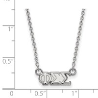 Sterling Silver Rhodium-plated LogoArt Phi Sigma Sigma Sorority Greek Letters Extra Small Pendant Necklace, 18" view 2