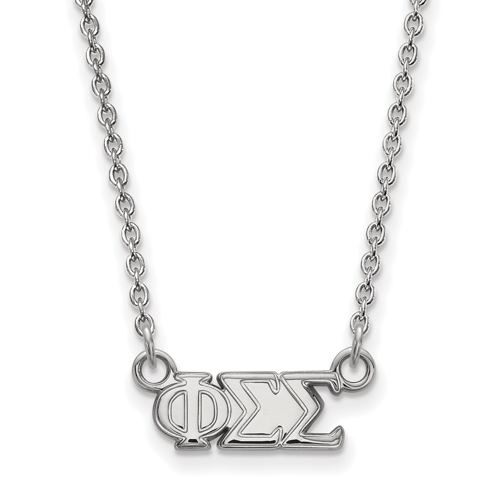 Sterling Silver Rhodium-plated LogoArt Phi Sigma Sigma Sorority Greek Letters Extra Small Pendant Necklace, 18"