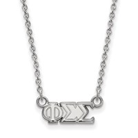 Sterling Silver Rhodium-plated LogoArt Phi Sigma Sigma Sorority Greek Letters Extra Small Pendant Necklace, 18" view 1