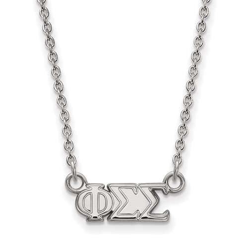 Sterling Silver Rhodium-plated LogoArt Phi Sigma Sigma Sorority Greek Letters Extra Small Pendant Necklace, 18"