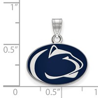 Sterling Silver Rhodium-plated LogoArt Penn State University Lion Small Enameled Pendant view 2