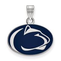 Sterling Silver Rhodium-plated LogoArt Penn State University Lion Small Enameled Pendant view 1